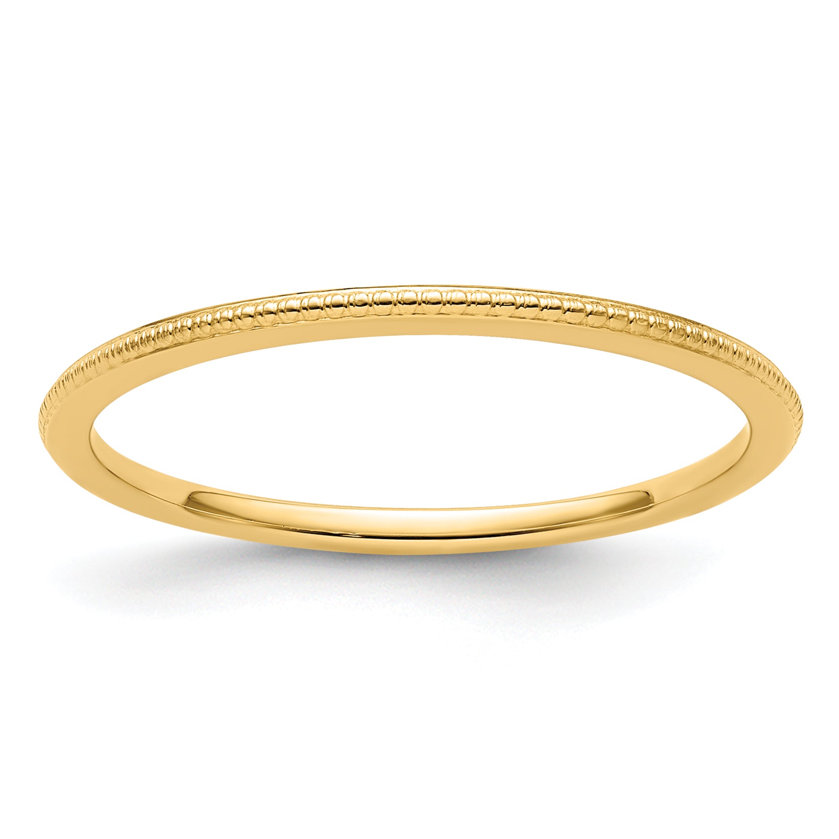 10K Yellow Gold 10K 1.2mm Beaded Stackable Band Size 4.5