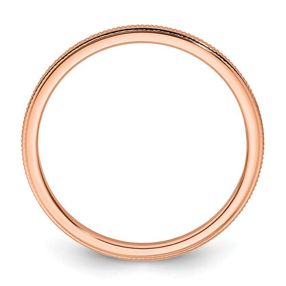 10K Rose Gold 10K 1.2mm Milgrain Stackable Band Size 8.5