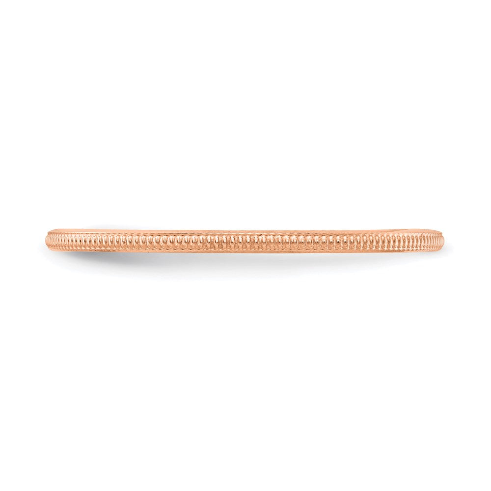 10K Rose Gold 10K 1.2mm Milgrain Stackable Band Size 8.5