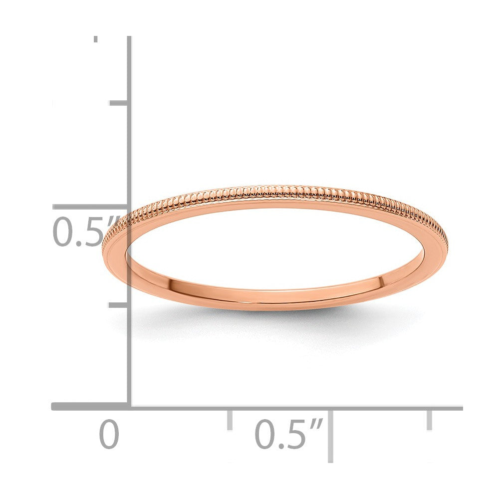 10K Rose Gold 10K 1.2mm Milgrain Stackable Band Size 8.5