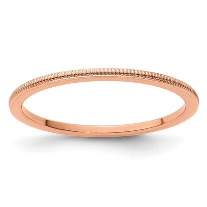 10K Rose Gold 10K 1.2mm Milgrain Stackable Band Size 8.5