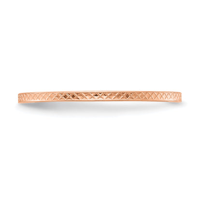 10K Rose Gold 10K 1.2mm Criss-Cross Pattern Stackable Band Size 10