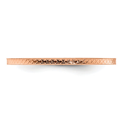 10K Rose Gold 10K 1.2mm Criss-Cross Pattern Stackable Band Size 10