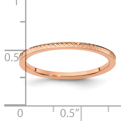 10K Rose Gold 10K 1.2mm Criss-Cross Pattern Stackable Band Size 10