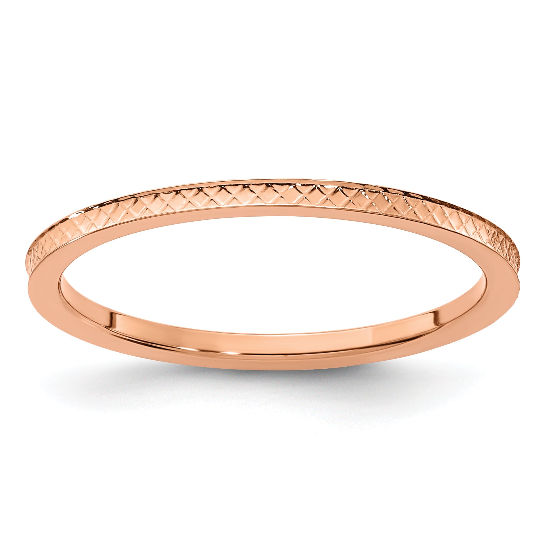 10K Rose Gold 10K 1.2mm Criss-Cross Pattern Stackable Band Size 10