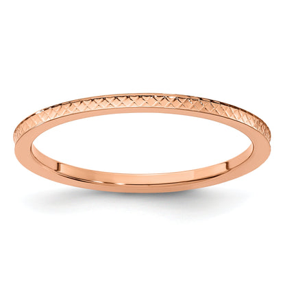 10K Rose Gold 10K 1.2mm Criss-Cross Pattern Stackable Band Size 10