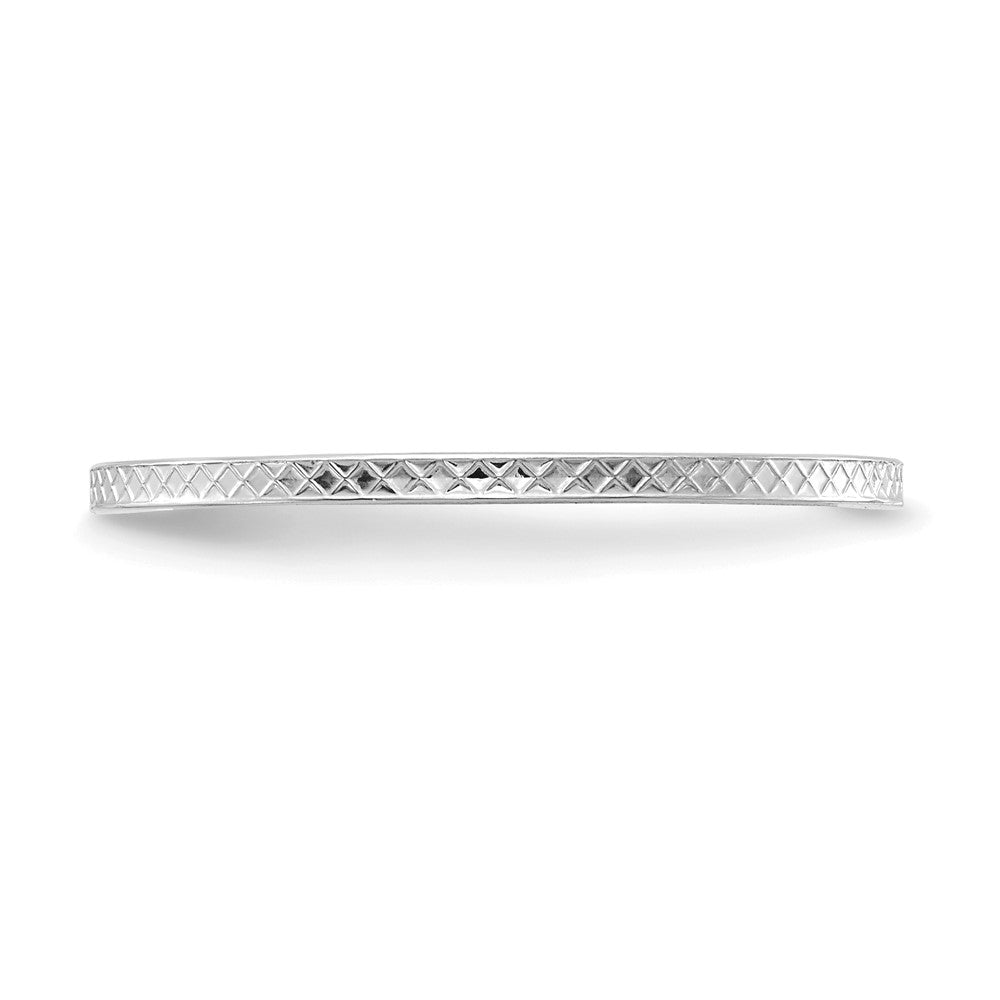 10K White Gold 10K 1.2mm Criss-Cross Pattern Stackable Band Size 5.5