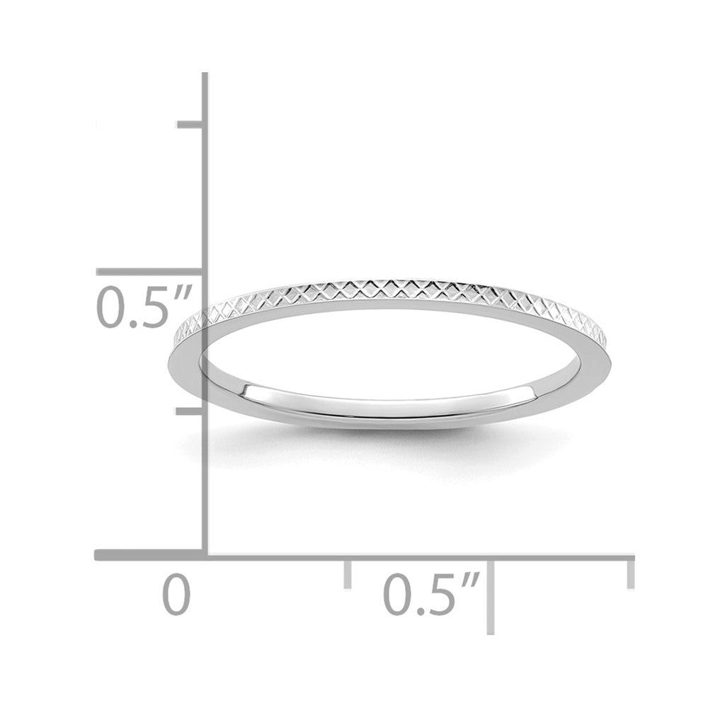 10K White Gold 10K 1.2mm Criss-Cross Pattern Stackable Band Size 5.5