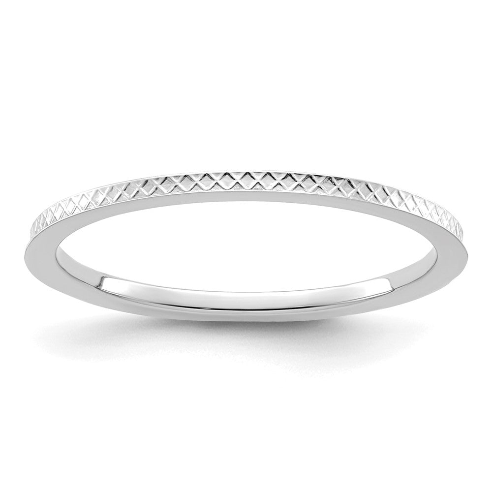 10K White Gold 10K 1.2mm Criss-Cross Pattern Stackable Band Size 5.5