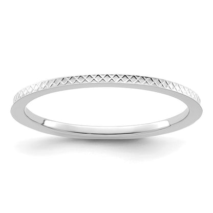 10K White Gold 10K 1.2mm Criss-Cross Pattern Stackable Band Size 5.5