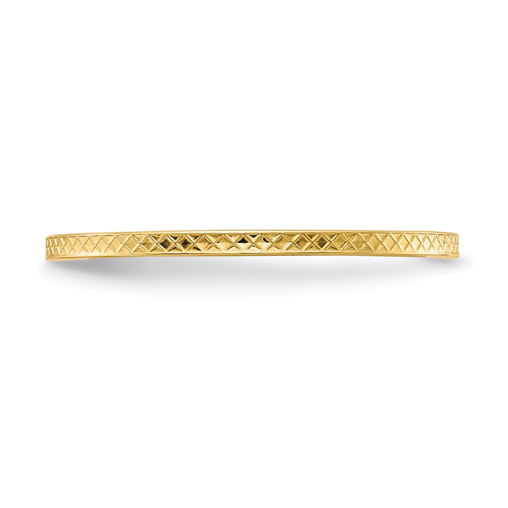 10K Yellow Gold 10K 1.2mm Criss-Cross Pattern Stackable Band Size 4