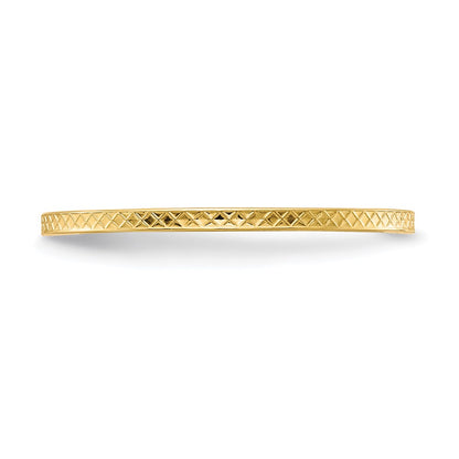 10K Yellow Gold 10K 1.2mm Criss-Cross Pattern Stackable Band Size 4