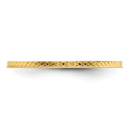 10K Yellow Gold 10K 1.2mm Criss-Cross Pattern Stackable Band Size 4