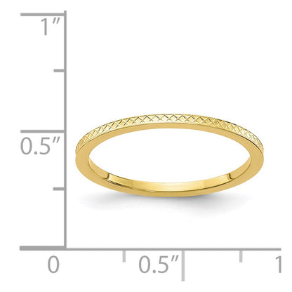 10K Yellow Gold 10K 1.2mm Criss-Cross Pattern Stackable Band Size 4