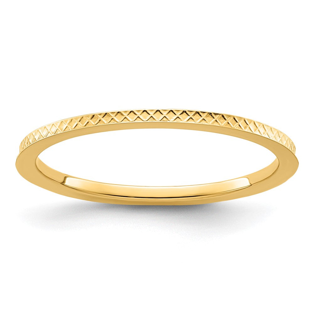 10K Yellow Gold 10K 1.2mm Criss-Cross Pattern Stackable Band Size 4
