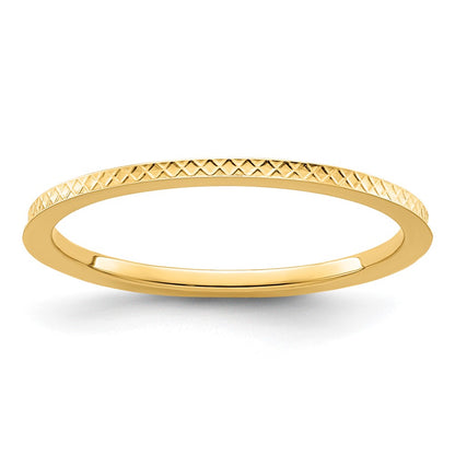 10K Yellow Gold 10K 1.2mm Criss-Cross Pattern Stackable Band Size 4