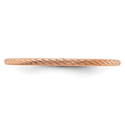 10K Rose Gold 10K 1.2mm Twisted Wire Pattern Stackable Band Size 6.5