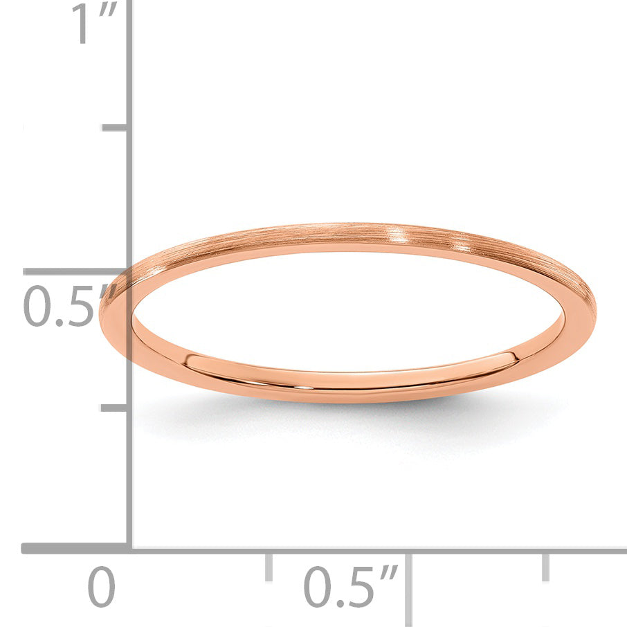 10K Rose Gold 10K 1.2mm Half Round Satin Stackable Band Size 5