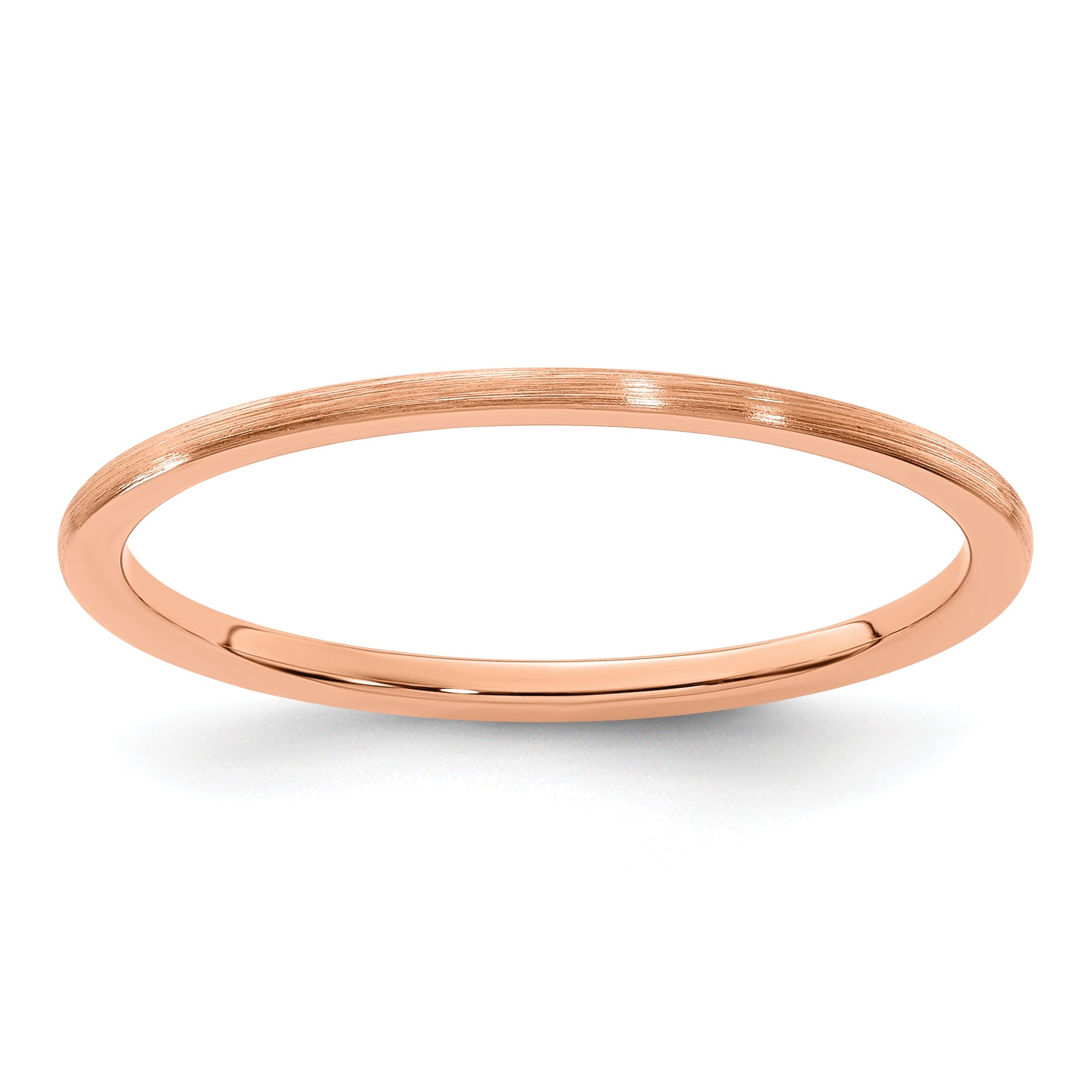 10K Rose Gold 10K 1.2mm Half Round Satin Stackable Band Size 5