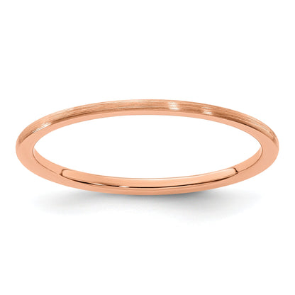 10K Rose Gold 10K 1.2mm Half Round Satin Stackable Band Size 5