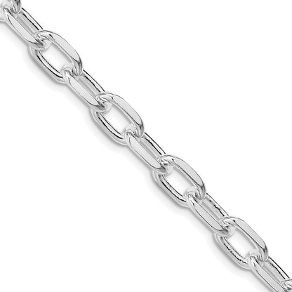 Sterling Silver Rhodium-plated 7.5mm Diamond-cut Long Link Cable 26 Inch Chain