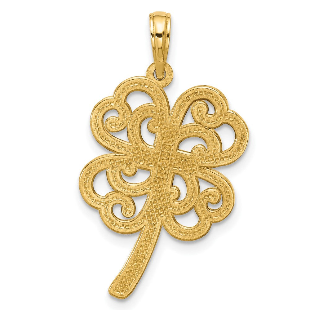 14K Yellow Gold Polished Four Leaf Clover Pendant