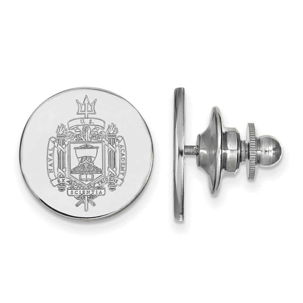 14K White Gold LogoArt US Naval Academy Crest Lapel Pin