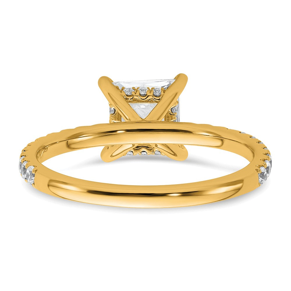 14K Yellow Gold 2 carat Certified Lab Grown Diamond VS+ F+ Princess Complete Solitaire with Flair Engagement Ring