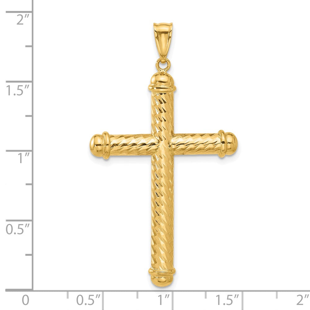 14K Yellow Gold Polished and Diamond-cut Cross Pendant