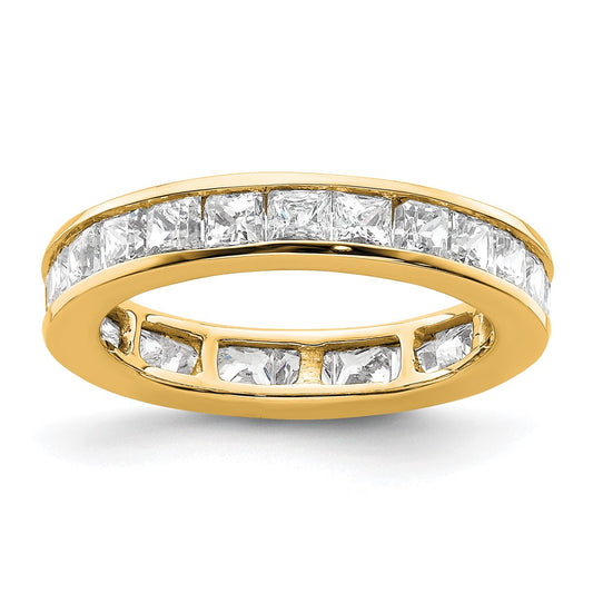 14K Yellow Gold Polished Size 5 Channel-set 2 carat Princess Diamond Complete Eternity Wedding Band Ring
