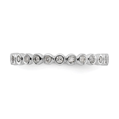 14K White Gold Polished 1/3ct Bezel Set Diamond Eternity Wedding Band Ring