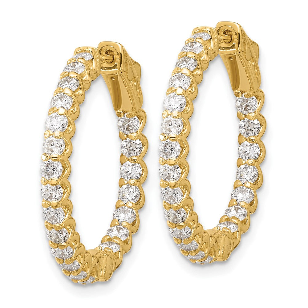 14K Yellow Gold 2.1 carat Diamond In/Out Hoop w/Safety Clasp Earrings