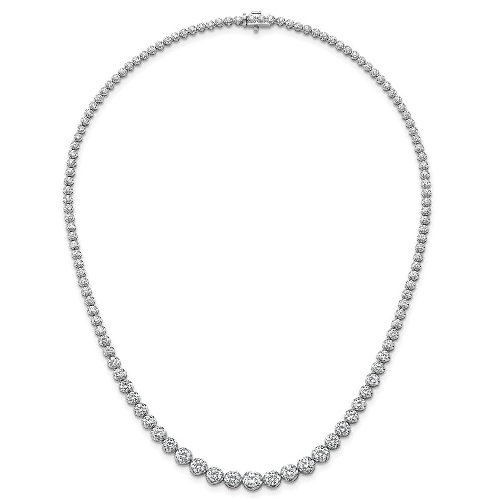 14K White Gold 10 1/2 carat Lab Grown Diamond VS/SI+ G+ Complete Round 16 Inch Graduated Tennis Necklace