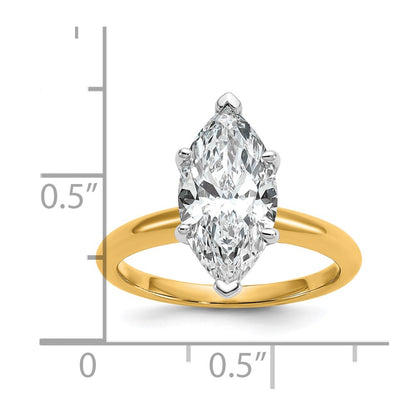 14K Two-Tone Gold Two-tone 3 carat Certified Lab Grown Diamond VS+ F+ Marquise Solitaire Complete Engagement Ring