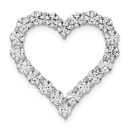 14K White Gold 3 carat Lab Grown Diamond VS+ F+ Complete Heart Chain Slide Pendant