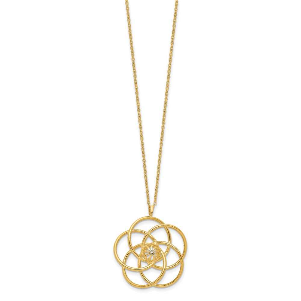 14K Yellow Gold Polished Floral Pendant 17 Inch Necklace