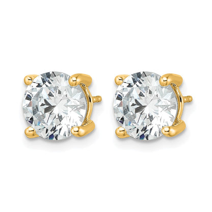 14K Yellow Gold 5 carat Certified Lab Grown Diamond VS/SI+ G+ Round Complete Four Prong Lightweight Stud Earrings