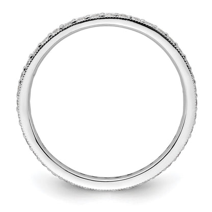 14K White Gold Polished Size 8.5 Vintage 1/2 carat Diamond Complete Eternity Wedding Band Ring