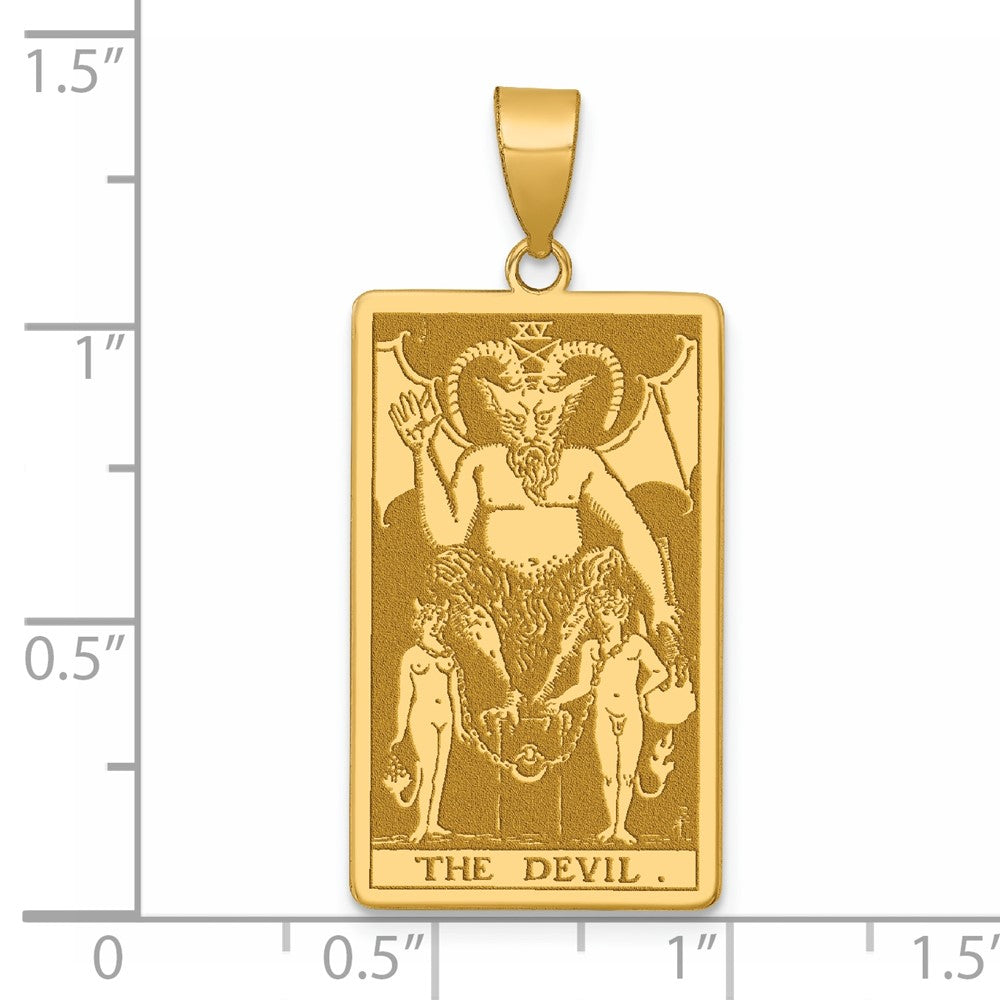 14K Yellow Gold The Devil Tarot Card Pendant