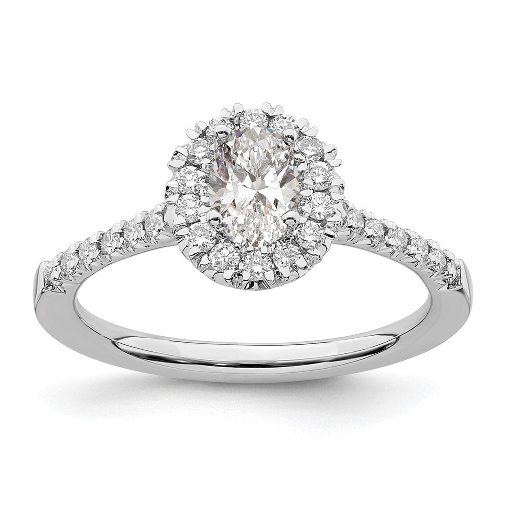 True Origin 14K White Gold 1/3 carat Lab Grown Diamond VS+ F+ Semi-Mount Oval Halo Engagement Ring
