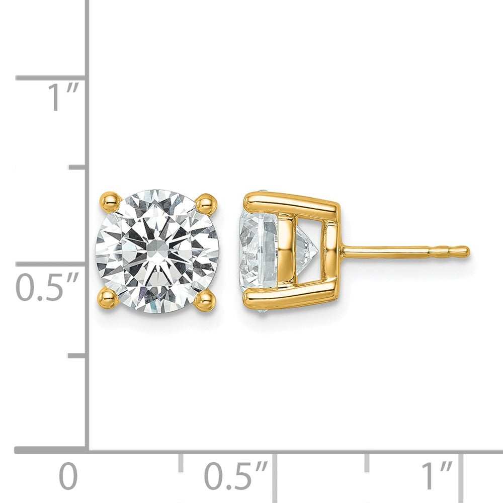 14K Yellow Gold 6 carat Certified Lab Grown Diamond VS+ F+ Round Complete Four Prong Lightweight Stud Earrings
