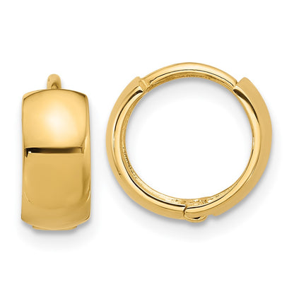 14K Yellow Gold Polished 5mm Hinged Huggie Hoop Earrings
