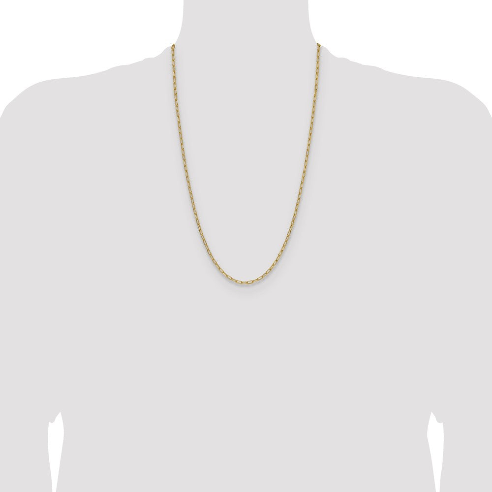 14K Yellow Gold 3.0mm Semi-Solid Beveled Paperclip 26 Inch Chain