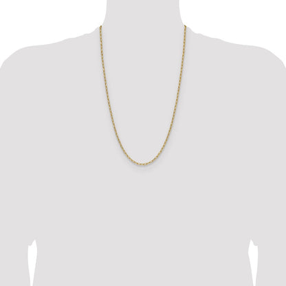 14K Yellow Gold 3.0mm Semi-Solid Beveled Paperclip 26 Inch Chain