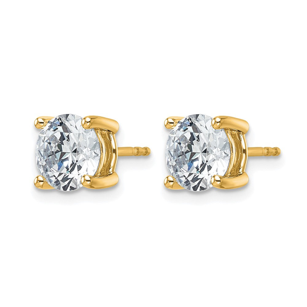 14K Yellow Gold 4 carat Certified Lab Grown Diamond VS/SI+ G+ Round Complete Four Prong Lightweight Stud Earrings