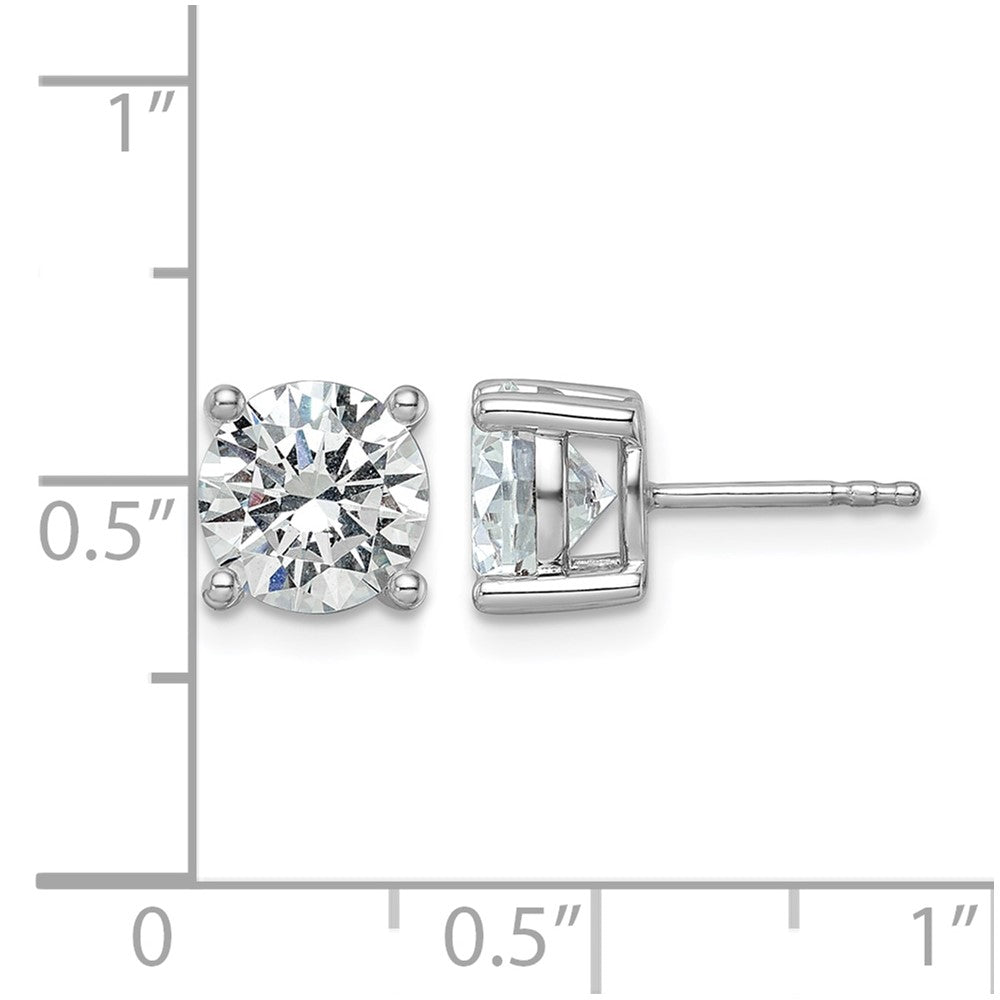14K White Gold 3 carat Certified Lab Grown Diamond VS+ F+ Round Complete Four Prong Lightweight Stud Earrings