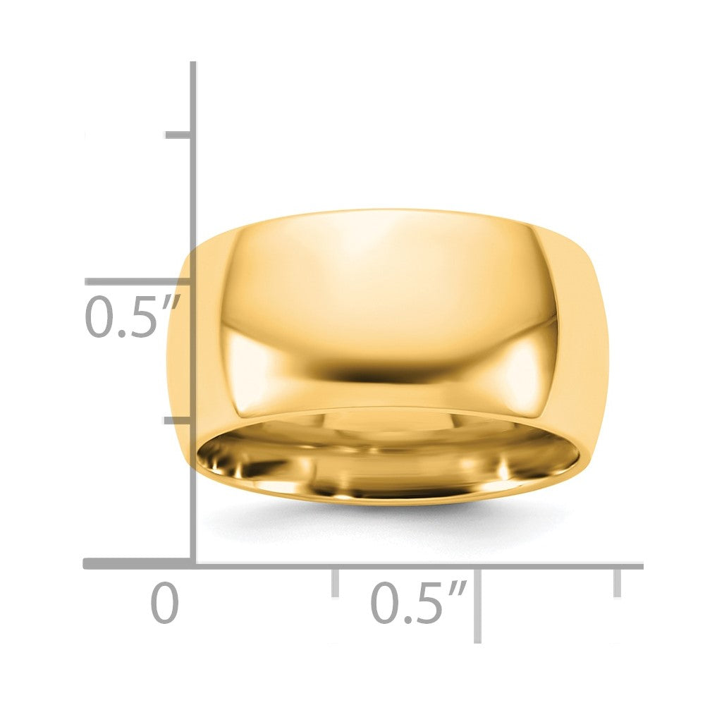 14K Yellow Gold 10mm Standard Comfort Fit Wedding Band Ring