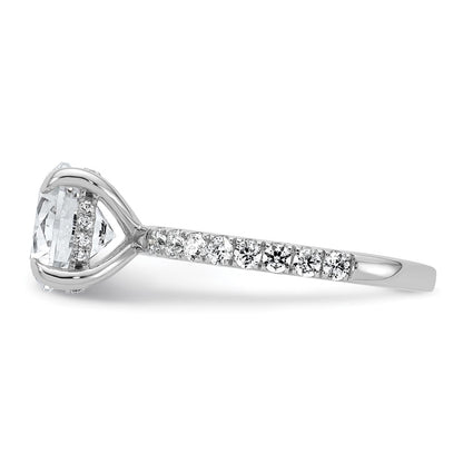 14K White Gold 3 1/2 carat Certified Lab Grown Diamond VS+ F+ Round Complete Solitaire with Flair Engagement Ring
