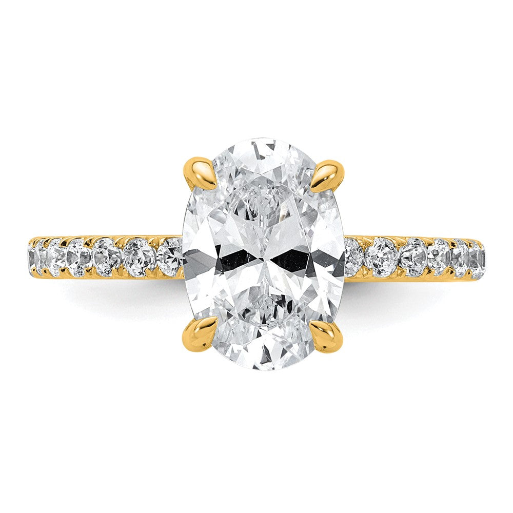 14K Yellow Gold 2 5/8 carat Certified Lab Grown Diamond VS/SI+ G+ Oval Complete Solitaire with Flair Engagement Ring