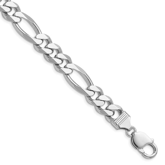 Sterling Silver Rhodium-plated 10.2mm Figaro 20 Inch Chain